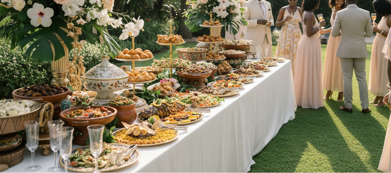 Buffet événementiel mariage africain élégant et traditionnel - Madame K Traiteur Cuisine Africaine Ile-de-France & Paris